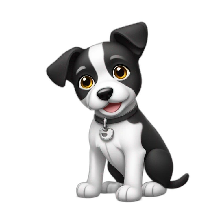 Perro adoptado blanco y negro alegre emoji