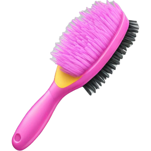 Pink hair brush emoji