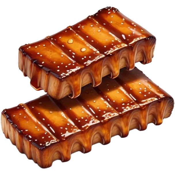Honey Glazed BBQ Ribs Cinematic Realistic Honey Glazed BBQ Ribs Dish Emoji, depicted as a small portion of tender, honey-glazed ribs with a sticky, smoky finish, rendered with rich textures and warm, dynamic lighting. emoji