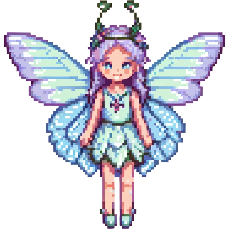 pixel art fairy with butterfly wings, pastel colors emoji