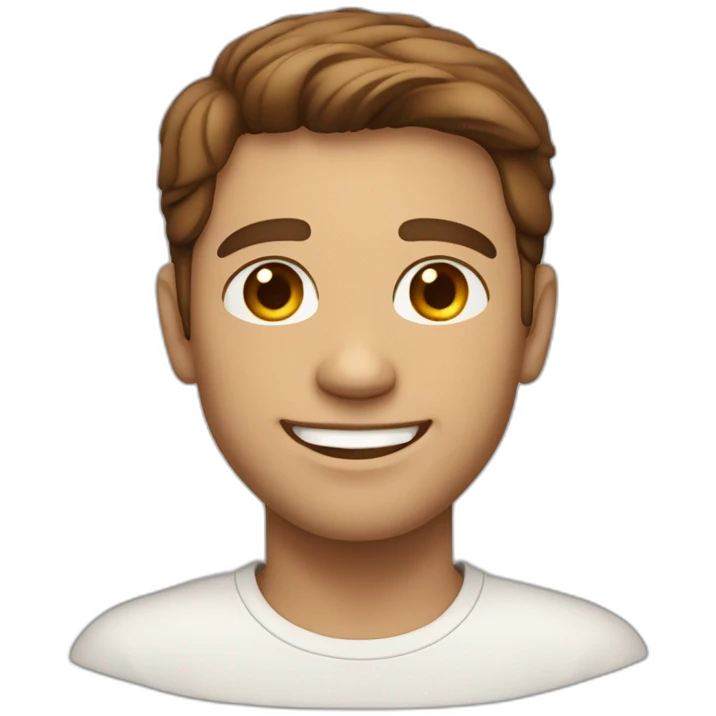 smiling gree-neyed brown-haired man with light skin  emoji