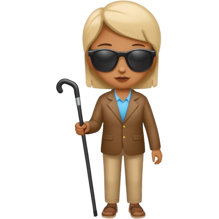 A blind person wearing sunglasses and holding a guide cane emoji