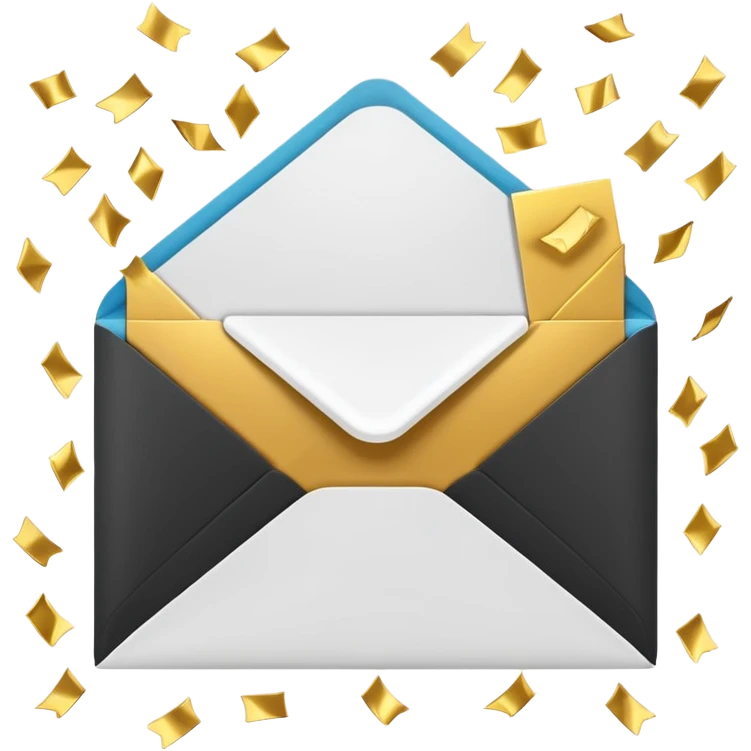 white envelope surrounded gold confetti emoji