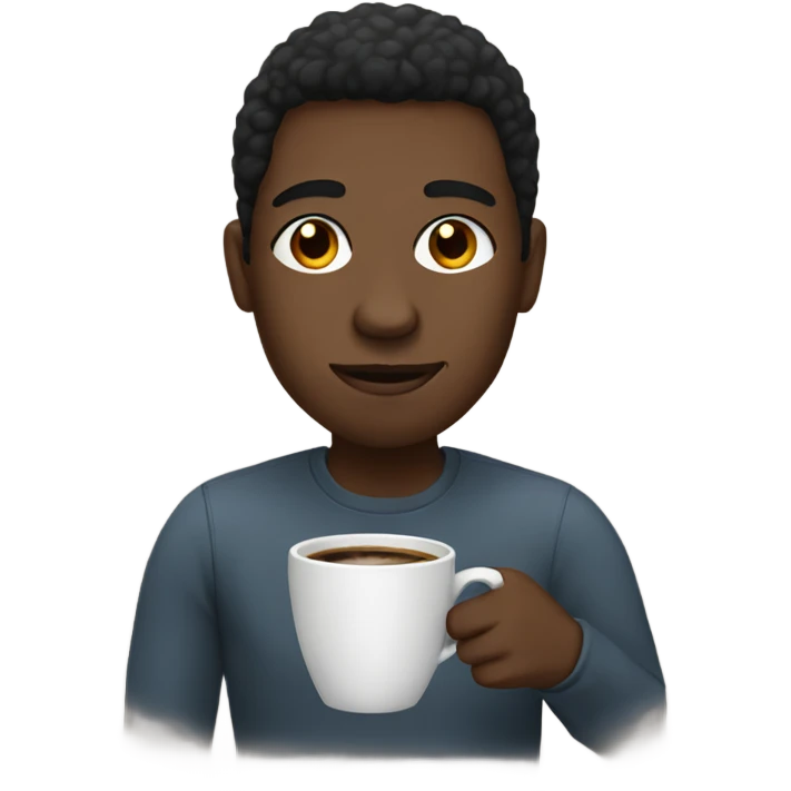 Black person, drinking coffee emoji
