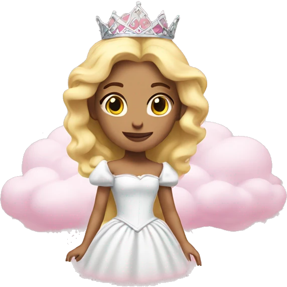 A white princess with blonde hair on a floating pink cloud emoji