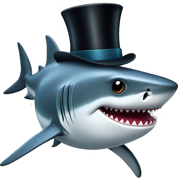 Shark with a top hat emoji