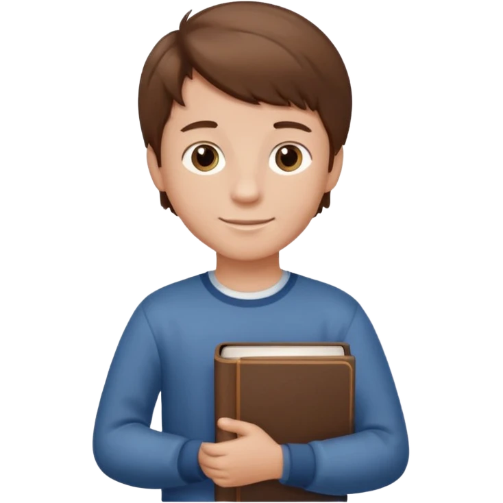 պետք է լինի կանգնած տղա որի աջ ձեռքում լինի գիրք մի փոքր ժպտա  emoji