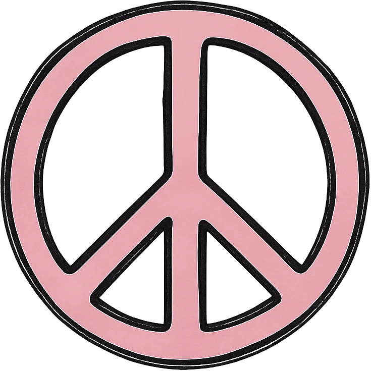 hand drawn outlined icon of a pink peace sign, no fill emoji