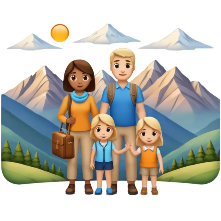 family photo, travelling mountains background emoji
