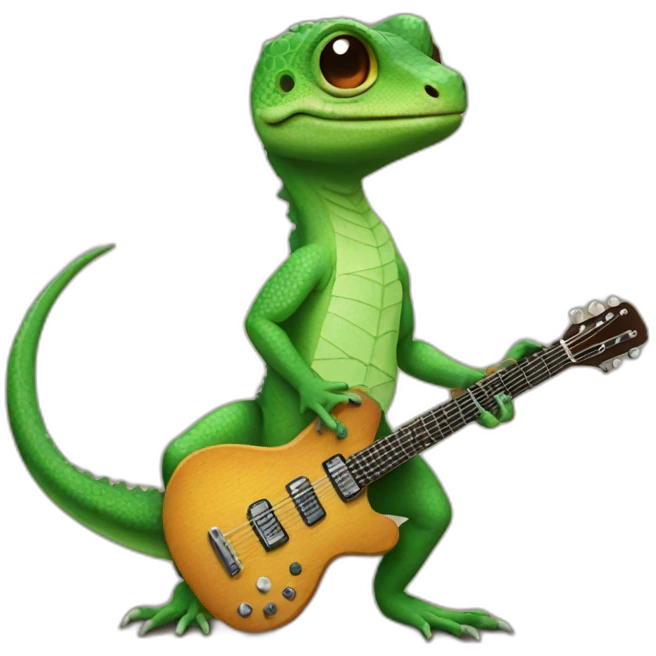 Lizard with guitar emoji