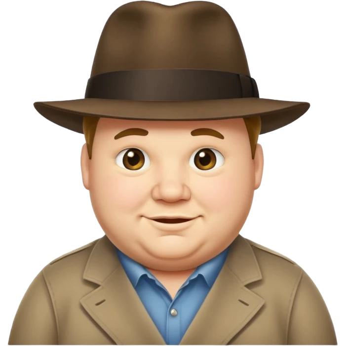 Fat guy tipping his fedora that’s in his head while smirking emoji