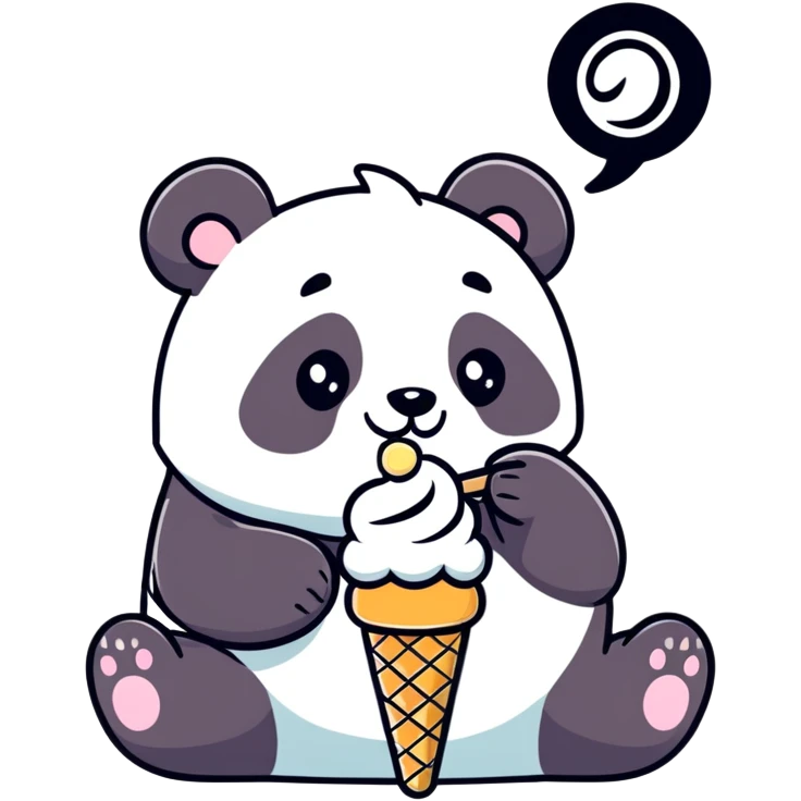Panda eating ice cream emoji