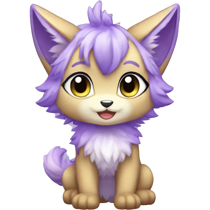 shiny, colorful, lavender-violet, gradient, Kemono-style, Chibi, Anthro-Fur-Sona-Fakémon, Full Body emoji