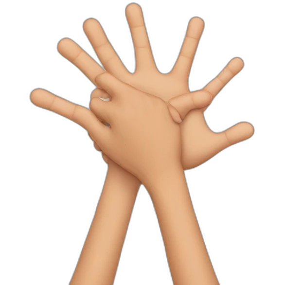 Holding hands with too many fingers emoji