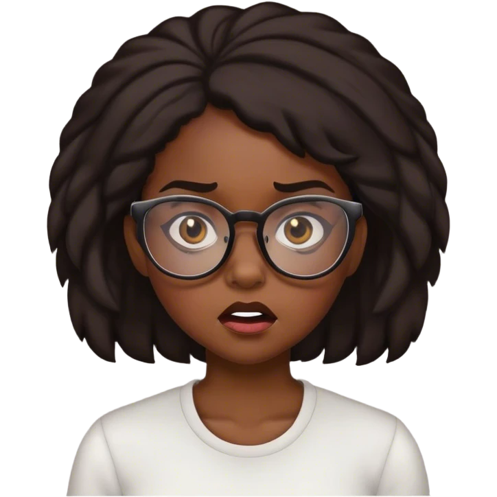 Mad face black girl with glasses emoji