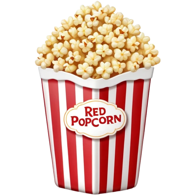 sweet popcorn in a red and white vertically striped package, candy popcorn emoji