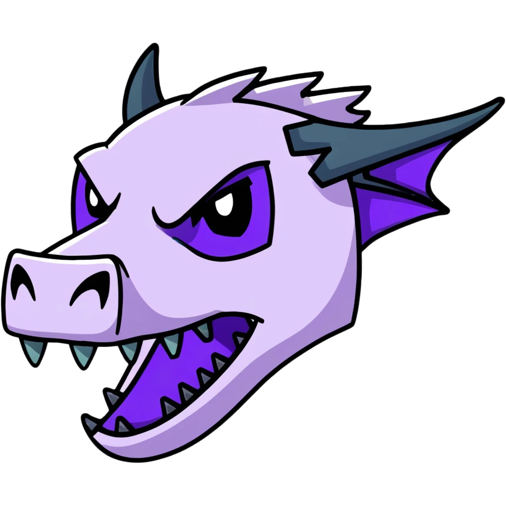 Minecraft black dragon head with purple eyes emoji