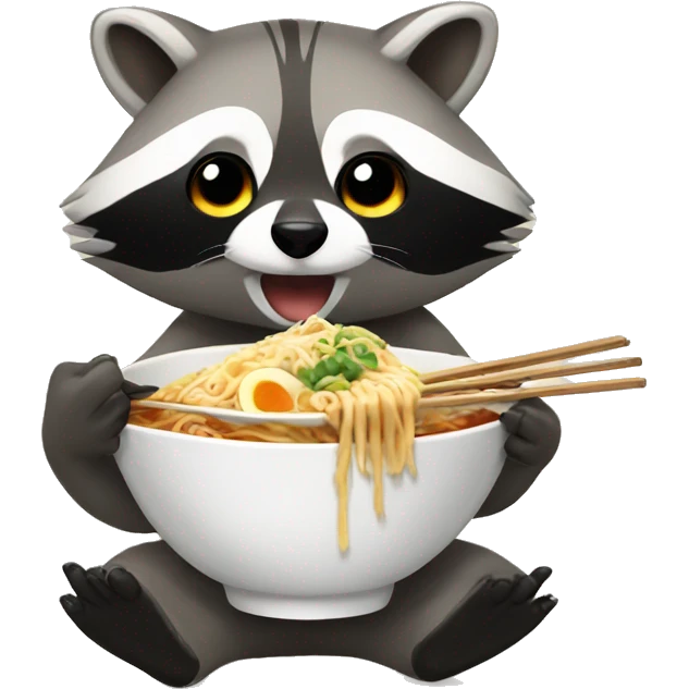 raccoon eating ramen emoji