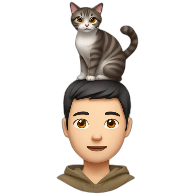 Chinese male with a cat on his head emoji