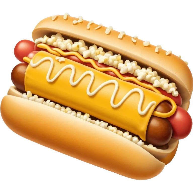 Merge an image of a popcorn kernwl with the graphical representaiton of the hotdog emoji. It can be bad and cringe emoji