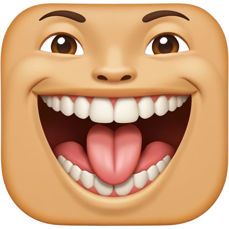 smiling with tongue covering teeth emoji