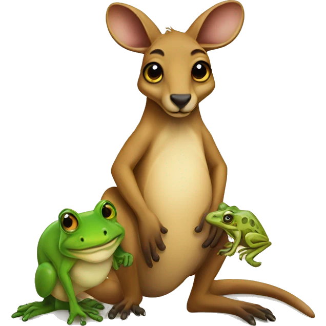 Kangaroo with a frog next to it emoji