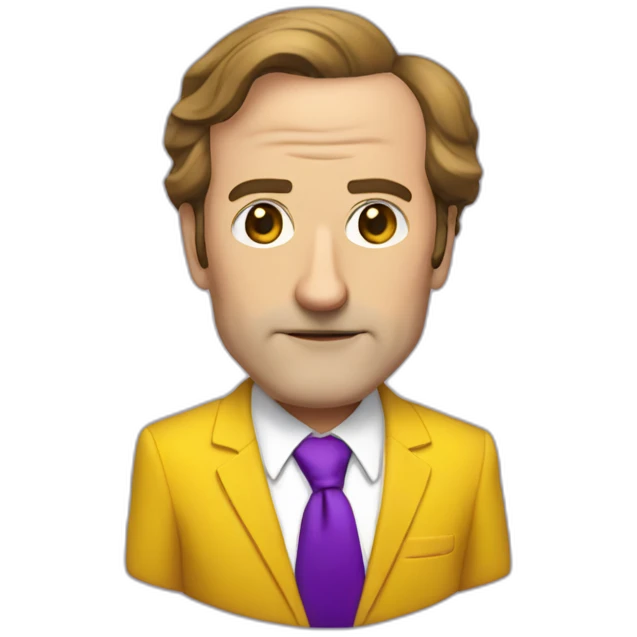 Saul goodman with a purple suit and  yellow blouse and purple tie emoji