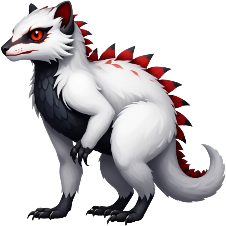 a white with black belly and red eyes exotic edgy vernid-fionbri-creature full body emoji