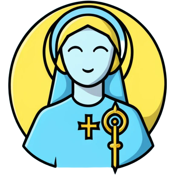 saint emblem with light blue colors, halo and divine light emoji