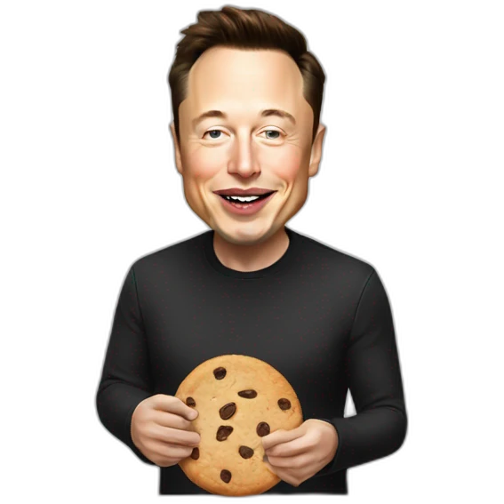 Elon Musk eating a cookie emoji