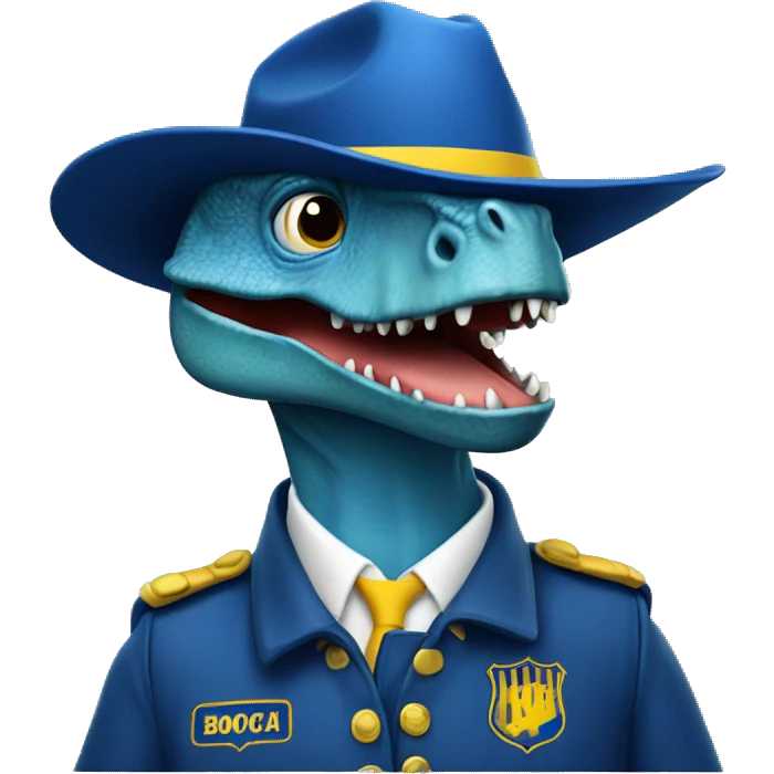 Dinosaurio azul con sombrero de boca juniors  emoji