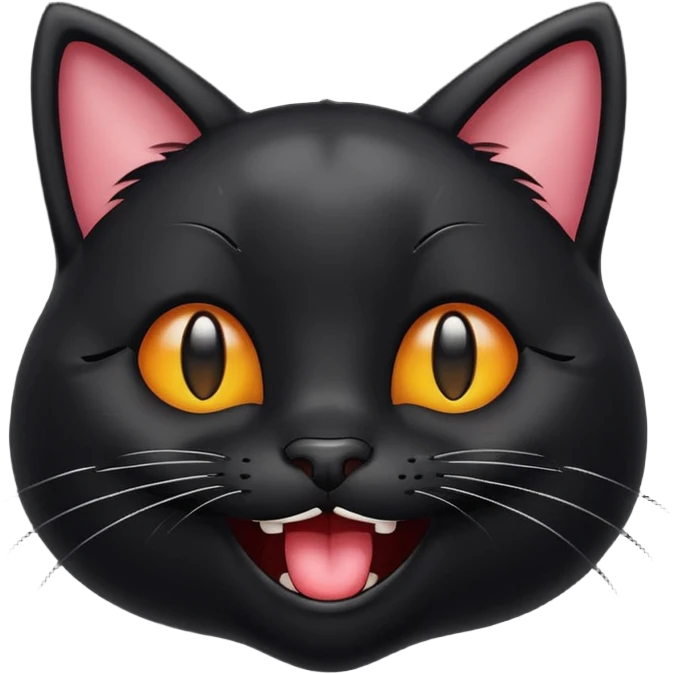 emoji de gato negro riéndose con lagrimas de risa y ojos entrecerrados😹 emoji