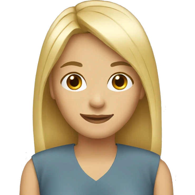 women with straight blond hair and bang smiling emoji