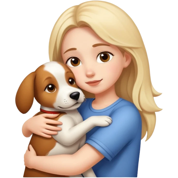 Girl hugging a dog emoji