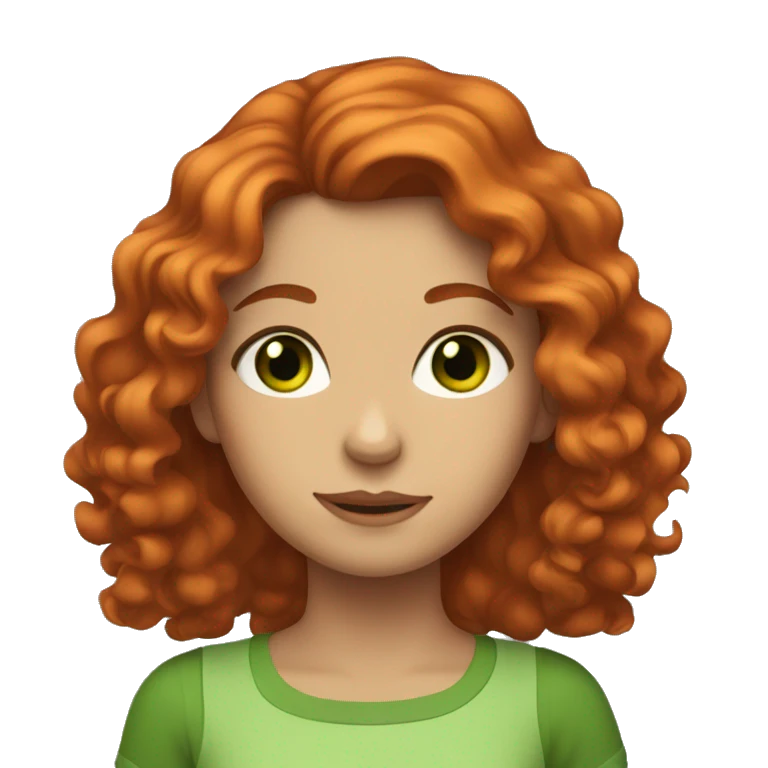 A red-haired girl with wavy hair and green eyes  emoji