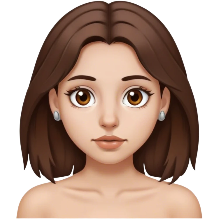 Girl with medium length brown hair, brown eyes, and silver septum piercing emoji