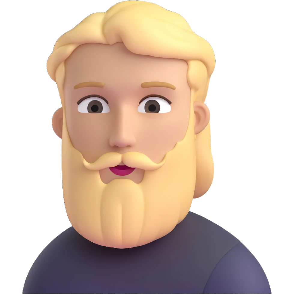 young man with blonde hair and neat medium beard emoji