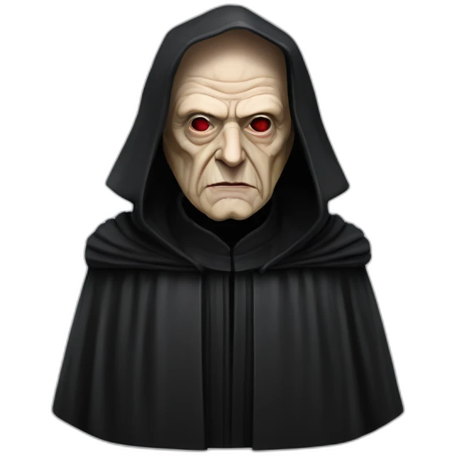 Emperor Shiev Palpatine (scarred and deformed, black hood, robe) Star Wars The return of the jedi emoji