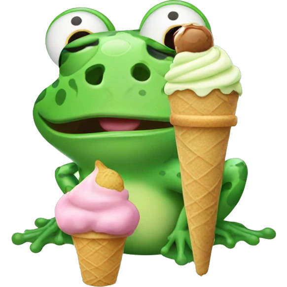 Frog with ice cream emoji