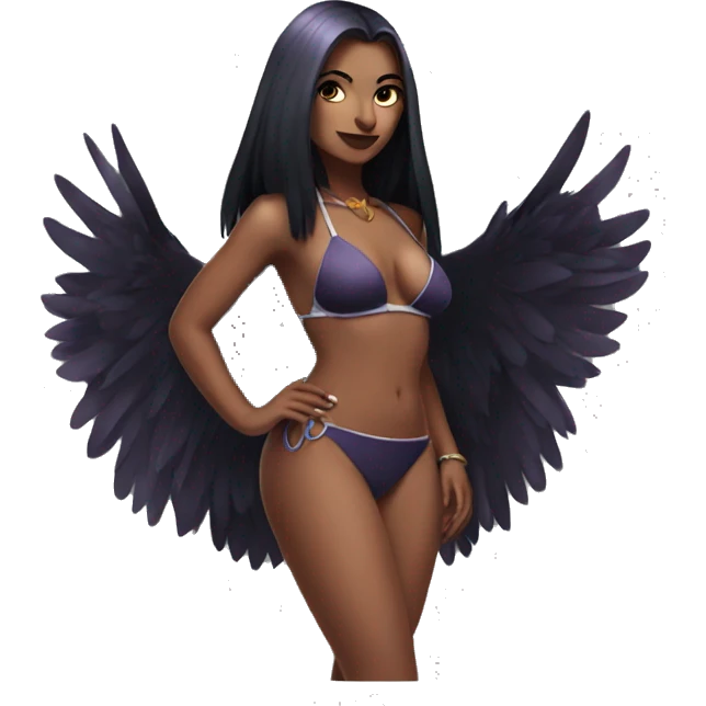 Cartoon raven in a bikini emoji