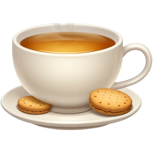 white cup of tea with biscuits  emoji