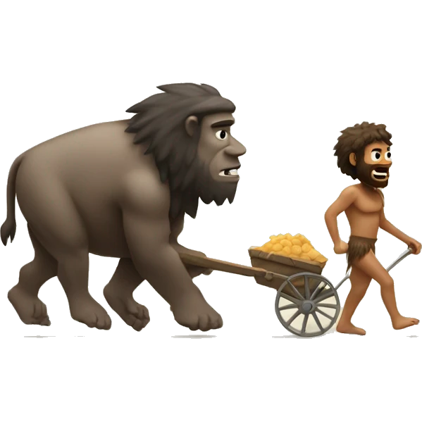 caveman pulling cart on his back emoji