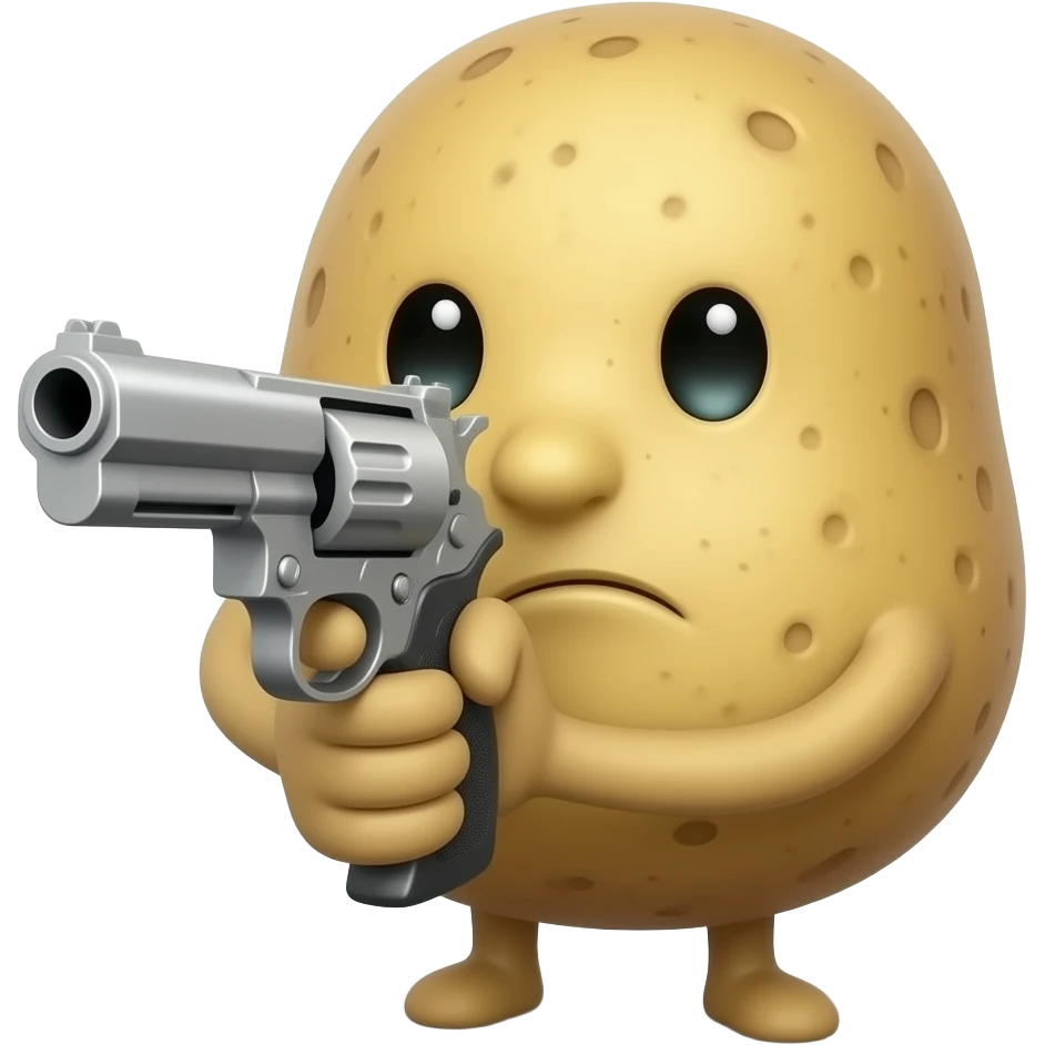 Potato character  pointing a gun inside its mouth emoji