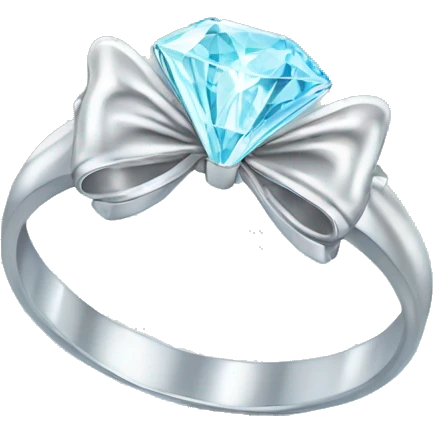 Silver diamond ring with a bow in light blue emoji