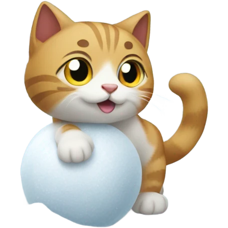 Cat making snowball emoji