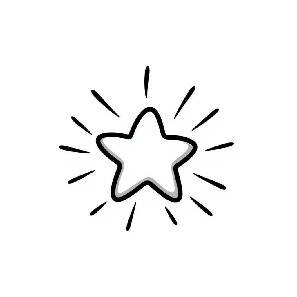 Hand-drawn bright star with shining rays emoji