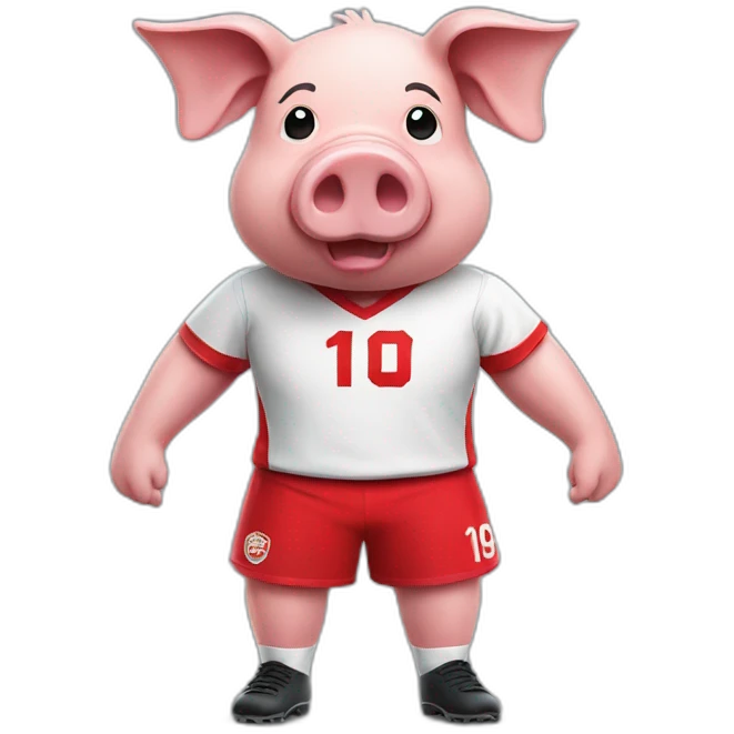 pig with red soccer tshirt standing emoji