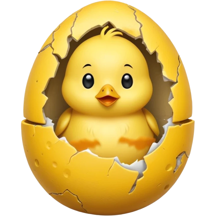 cartoon chick sitting inside a eggshell emoji