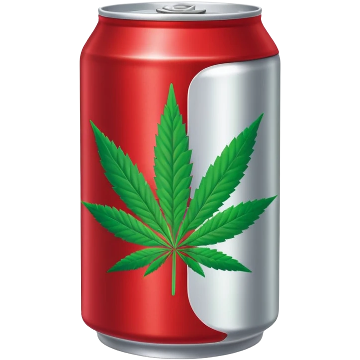 red soda can with a green cannabis leaf printed on it emoji