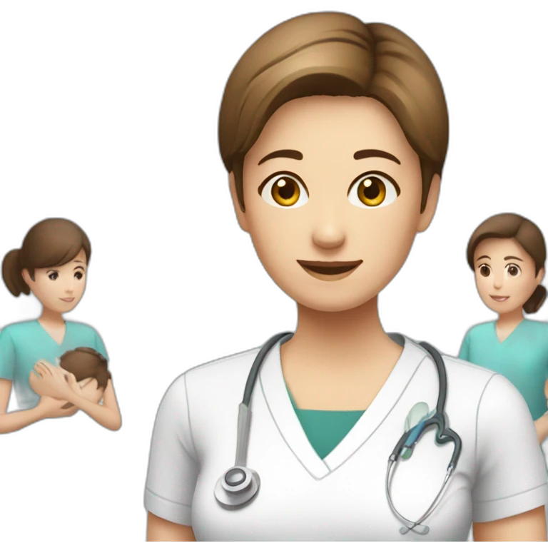 physiotherapist girl brown short hair with patients emoji